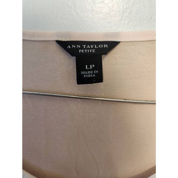 Ann Taylor Size LP Large Petite Cream Blouse with White Lace Overlay - Picture 2 of 4